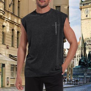 FOXA Gym Tank <b>Top</b> Men Vintage Bible Verse <b>Cross</b> Graphic Sleeveless Muscle Shirt Acid Wash 100% Cotton Breathable - Product Image 4