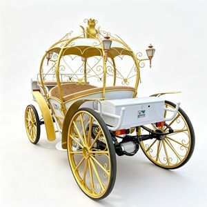 Charrette de Cendrillon électrique dorée décorée pour mariage et défilé de princesse - Product Image 6
