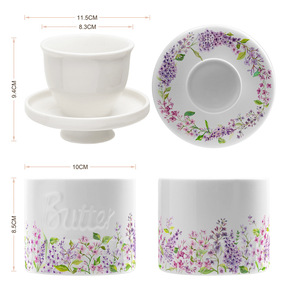 Pot à beurre en céramique rétro pastoral avec couvercle, récipient de rangement pour beurre et fromage pour la décoration de la table à manger - Product Image 6