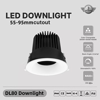 Spot LED encastré 18W, mode CE, pour centre commercial, hôtel, restaurant, aluminium, éclairage LED orientable à 360° °   Lumière descendante réglable, CRI élevé 80, IP44