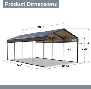 Nouveau design 2025 – Garages préfabriqués en acier galvanisé 11ft x 19ft, résistants au vent, renforcés, spacieux, compatibles pour le stationnement de camping-cars et caravanes - Product Image 3