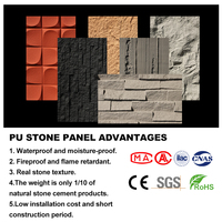 Panneaux muraux en pierre PU OEM ignifuges certifiés CE, panneau mural en pierre artificielle moderne en PU pour toit intérieur extérieur