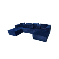 Canapé modulaire en velours côtelé en forme de U, 133x68 pouces, avec chaise longue profonde surdimensionnée, sans assemblage, gonflable, pour école