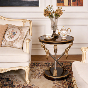 Tavolino Laterale di Lusso per Appartamenti e Ville, Design in Legno Massello, Base a X, Tavolino Rotondo in Legno di Betulla - Product Image 1