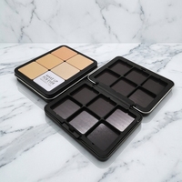 Palette de fards à paupières et de blush miniatures rectangulaires personnalisables 12 couleurs, boîte vide en fer blanc recyclable pour poudre libre et cosmétiques gaufrés