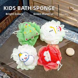 Éponge de bain en maille en forme de fleur écologique pour enfants et bébés, nettoyage en profondeur, exfoliation du corps, gommage avec du matériau en viscose - Product Image 3