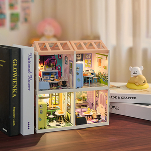 IIECREATE Mini modèle de jouet en plastique facile à assembler, blocs de construction magnétiques multi-scénarios, maison de poupée, <span class=keywords><strong>cabane</strong></span>, salon Dou Ding - Product Image 1