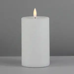 Home Decor Custom Shape Flameless Electric Flickering Battery Operated Pillar White Wax LED artificial Candles Light for wedding