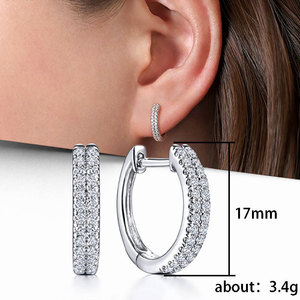 Orecchini a Cerchio con Doppia Fila di Zirconi, Orecchini alla Moda in Rame per Donne, Gioielli che Valorizzano il Viso - Product Image 3