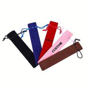 New Design <b>Recyclable</b> Velvet Jewelry Pouch <b>Pen</b> Pouch Drawstring Customizable Dust Bag Necklace Ring Earring Packaging for Gift - Product Image 1