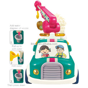 행운의 장난감 DIY 조립 플라스틱 스프레이 물 당겨 과일 운송 카트 빌딩 블록 세트 장난감 연기 과일 트럭 - Product Image 4