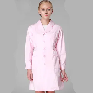 工厂制造的粉色纽扣口袋褶边领护士制服服装设计磨砂出售