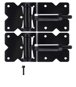 Charnières <span class=keywords><strong>de</strong></span> <span class=keywords><strong>portail</strong></span> auto-fermantes robustes et modernes pour clôture en vinyle/bois, kit <span class=keywords><strong>de</strong></span> charnières <span class=keywords><strong>de</strong></span> porte réglables <span class=keywords><strong>à</strong></span> 180° avec vis <span class=keywords><strong>de</strong></span> réglage du pivotement - Product Image 2