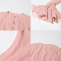 Robe midi élégante verte à volants pour femme, manches longues évasées, boutonnée sur le devant, idéale pour les soirées, cocktails et événements formels - Vente en gros