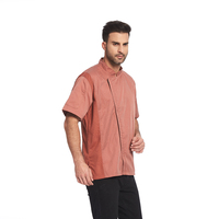 Veste de chef professionnelle OEM pour restaurant, bar, hôtel, respirante, à manches courtes, avec ventilation latérale en maille