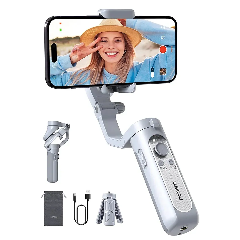Hohem istady XE selfie treppiede luce di riempimento magnetica illuminazione video stabilizzatore cardanico portatile a 3 assi per telefono cellulare