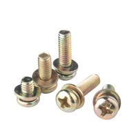 Vis à tête cylindrique cruciforme en acier au carbone galvanisé GL, classe de résistance 4.8, 8.8, 10.9, 12.9, bleu, jaune, blanc, assemblée avec une rondelle