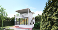 Kit de maison de campagne en cocotier maritime, abri portable, refabricés, maison de campagne de friperie, maison clé en main, design de villa, conteneur de 20 pieds