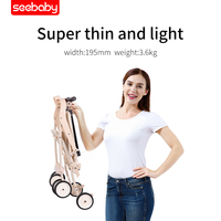 Seebaby-Poussette pliante noire de 12 à 36 mois, avec cadre en acier inoxydable ultra-compacte, à une main, capacité de charge de 15kg pour les voyages, QQ1-2