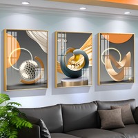 Tableau mural moderne de luxe doré, art déco abstrait, peinture en porcelaine cristalline, cadre photo pour salon, toile encadrée