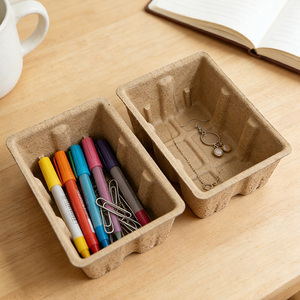 Boîte de rangement en pulpe moulée écologique, boîte en papier biodégradable pour une vie durable, organisation de la maison sans déchets, fournitures - Product Image 4