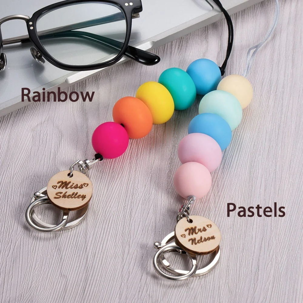 Custom Personalized Teacher Lanyard Pencil Silicone Bead Lanyard Teacher Gift Image 5