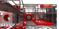 Luckyplay Aire de Jeu Intérieure Commerciale en Plastique avec Mur d'Obstacles, Trampoline et Défis Sportifs, Conception Sécurisée et Amortissante, 3-13 ans