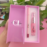 Crayon à lèvres rose et gloss à lèvres massant en métal, coffret cadeau de maquillage naturel quotidien, kit lèvres repulpant non collant