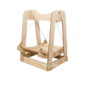 Hamaca de madera maciza para gatos, mueble para mascotas con diseño de suspensión con cuerda. - Product Image 5
