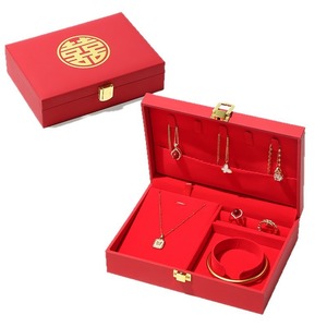 กล่องเก็บของขวัญแต่งงานสีแดงแบบกำหนดเอง ประดับด้วยทองคำสามถึงห้าชิ้น สำหรับใส่เครื่องประดับทองคำ ของชำร่วย และของที่ระลึก - Product Image 5