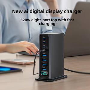 520W 8 porte ricarica rapida <span class=keywords><strong>4</strong></span> Usb + 4pd adattatore per caricabatterie Desktop con Display digitale per computer portatili, telefoni e tablet - Product Image 4