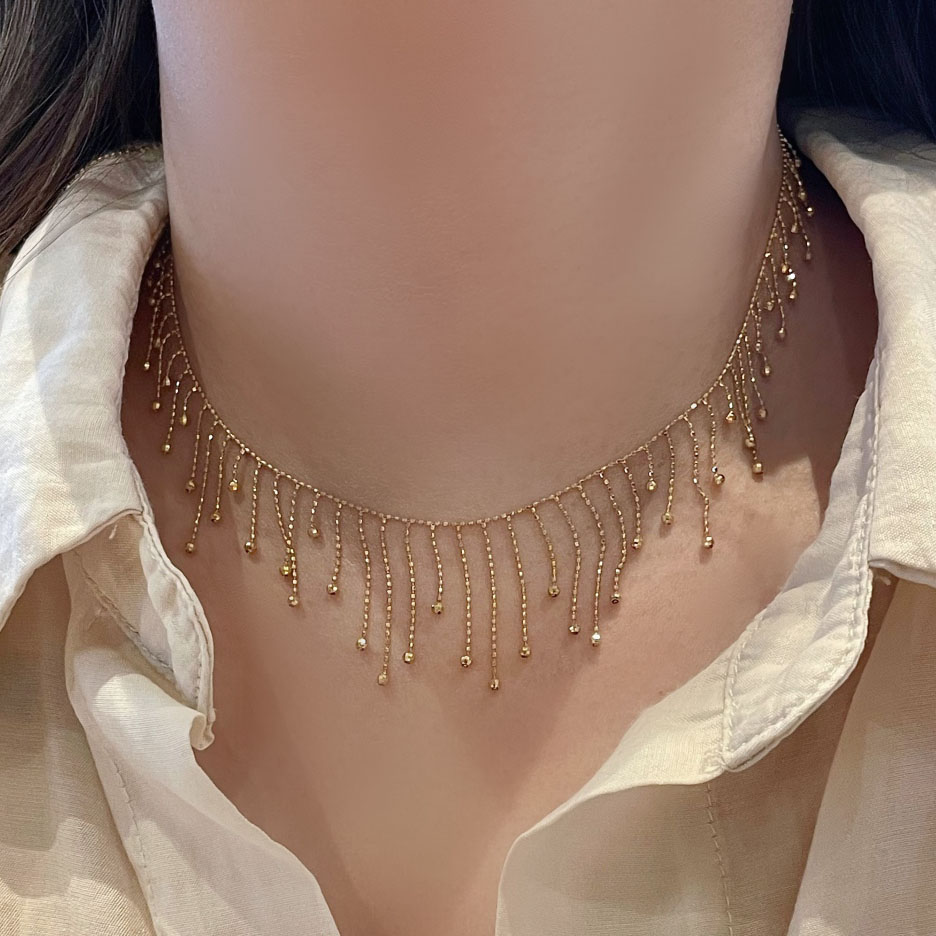 slim fit dress slacks Matte Gold Textured Necklace - All Necklaces main image 0