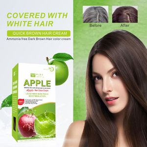 Crema Colorante per Capelli Marrone Scuro Apple 500ml*2 <span class=keywords><strong>Senza</strong></span> <span class=keywords><strong>Ammoniaca</strong></span> con Estratti Vegetali Copertura Rapida 100% dei Capelli Grigi Colore Permanente Vendita all'Ingrosso - Product Image 2
