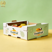Caja de Embalaje de Mango Reutilizable Ecológica Personalizada al por Mayor, Caja de Cartón Corrugado para Envío de Frutas, Bandeja de Papel para Verduras Impresa