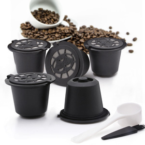 Lot <span class=keywords><strong>de</strong></span> 3 tasses réutilisables avec filtre, capsule <span class=keywords><strong>de</strong></span> <span class=keywords><strong>café</strong></span> en plastique avec une cuillère et une brosse, dosettes <span class=keywords><strong>de</strong></span> <span class=keywords><strong>café</strong></span> rechargeables pour machines Nespresso - Product Image 1