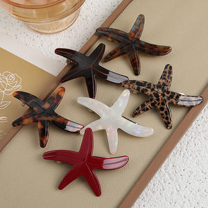 Al por mayor Pinzas y pasadores para el pelo de acetato, acrílico y con diseño de estrella de mar, estrella de primavera y leopardo, estilo dulce para mujer - Product Image 2