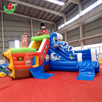 Tobogán Acuático Inflable con Forma de Barco Pirata y Calavera Gigante, con Piscina Extra Grande, Equipo de Entretenimiento para Parques Acuáticos