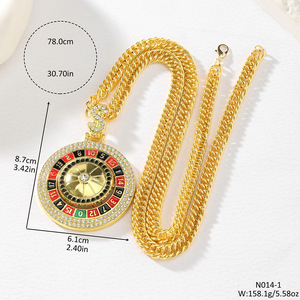 Collier rotatif en diamant avec horloge, design géométrique rond, unisexe, pour tous les jours, style hip-hop, bijoux tendance - Product Image 2
