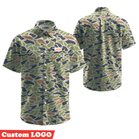 Op maat bedrukte camouflage korte mouw vissershemd voor heren, sneldrogend, 4-weg stretch, knoopsluiting, ademend outdoor shirt voor heren