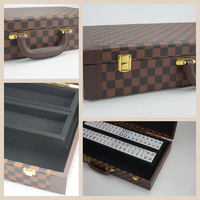 Mahjong américain de luxe personnalisé avec boîte en cuir, ensemble de 166 pièces avec pions de mahjong