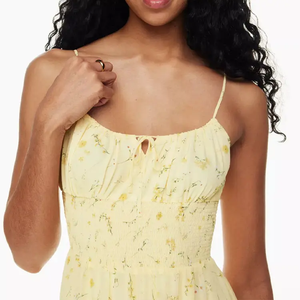 Vestido floral sin mangas de verano para mujer, vestido MIDI estampado de gasa personalizado para mujer con abertura lateral - Product Image 4