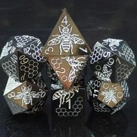 Jeu de dés polyédriques bleu-noir pour D&D, 7 dés métalliques, Dragon, Donjons, Jeu de rôle, Écologique, Fait main, Jeu de société
