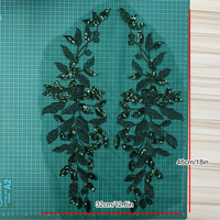 Appliques florales en strass avec perles et sequins, motif fleurs, 32*46cm