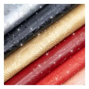 Hot Sale Glitter Design Artificial Leather With French Terry Backing, High Quality Waterproof Environmental PVC Leather For Bags