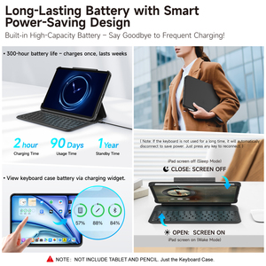 Bàn Phím Trường Hợp Mới Đến Trọng Lượng Nhẹ Cho <span class=keywords><strong>iPad</strong></span> Pro 11 M1 M4 Không Khí 10.9 M1 M3 Stylus Khe Cắm Siêu Mỏng Thiết Kế Từ Tính Pin Dài - Product Image 2