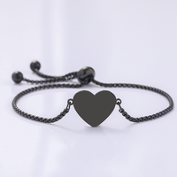 Bracelet en acier inoxydable personnalisable Ywyougang avec cœur gravable, délicat bracelet à perles pour femmes et filles, à porter au quotidien et en cadeau