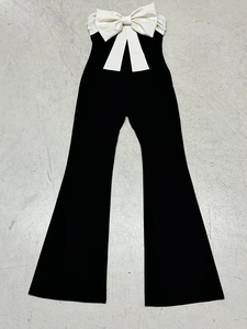 Mono de punto estilo color block para otoño, estilo sexy y atrevido - Body de ajuste regular para mujer con detalle de lazo y diseño de tiras - Product Image 2