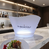 Seau à glace LED RGB 12L rechargeable en forme de vague, refroidisseur à vin avec logo personnalisé, PE de qualité alimentaire pour boîte de nuit et bar