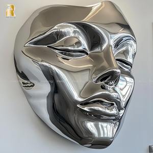 Arte astratta moderna in acciaio inox decorativo 3D <span class=keywords><strong>donna</strong></span> volto scultura parete statua - Product Image 5