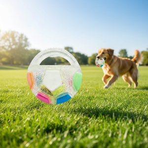 Dayanıklı Ses Çıkaran Köpek Futbol Topu Oyuncağı, Saplı Lateks Evcil Hayvan Oyuncağı, Çiğneme, Getirme ve Açık Hava Oyunları İçin Tüm Köpek Irkları İçin Uygun - Product Image 1